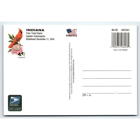 Greetings From Indiana Large Letter Chrome Postcard USPS 2001 Covered Bridge - Picture 2 of 2